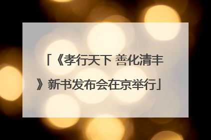 《孝行天下 善化清丰》新书发布会在京举行