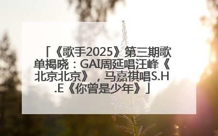 《歌手2025》第三期歌单揭晓：GAI周延唱汪峰《北京北京》，马嘉祺唱S.H.E《你曾是少年》