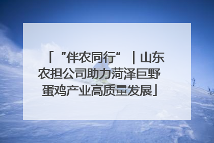 “伴农同行”｜山东农担公司助力菏泽巨野蛋鸡产业高质量发展