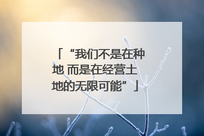 “我们不是在种地 而是在经营土地的无限可能”