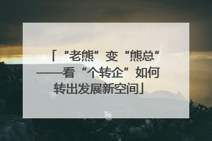 “老熊”变“熊总”——看“个转企”如何转出发展新空间