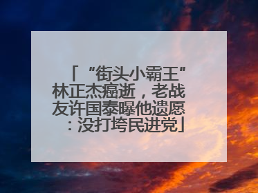 “街头小霸王”林正杰癌逝，老战友许国泰曝他遗愿：没打垮民进党