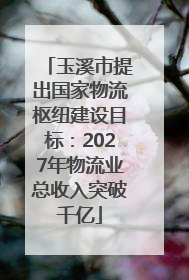玉溪市提出国家物流枢纽建设目标：2027年物流业总收入突破千亿