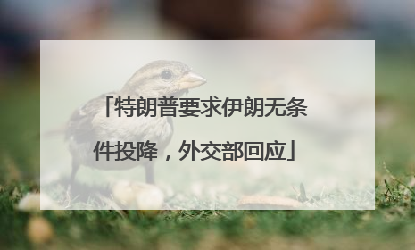 特朗普要求伊朗无条件投降，外交部回应