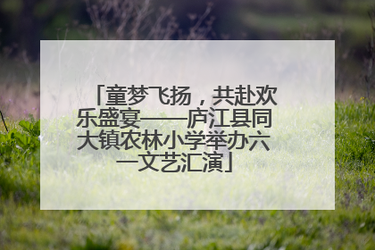 童梦飞扬，共赴欢乐盛宴——庐江县同大镇农林小学举办六一文艺汇演