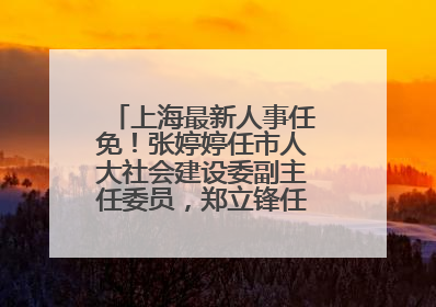 上海最新人事任免！张婷婷任市人大社会建设委副主任委员，郑立锋任市监察委委员