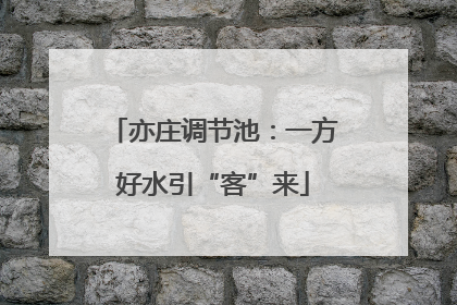 亦庄调节池：一方好水引“客”来