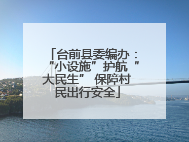 台前县委编办：“小设施”护航“大民生” 保障村民出行安全