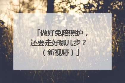 做好免陪照护，还要走好哪几步？（新视野）