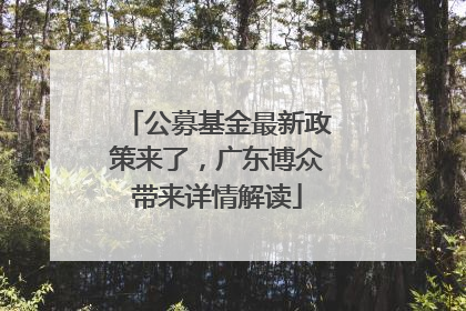 公募基金最新政策来了，广东博众带来详情解读