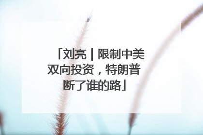 刘亮｜限制中美双向投资，特朗普断了谁的路