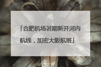 合肥机场暑期新开河内航线，加密大阪航班