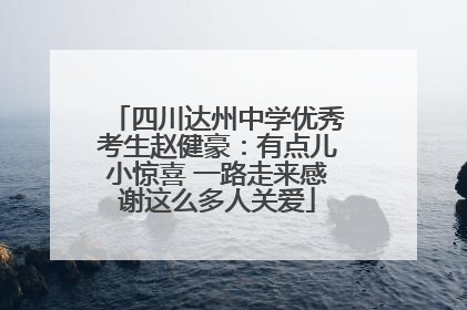 四川达州中学优秀考生赵健豪：有点儿小惊喜 一路走来感谢这么多人关爱