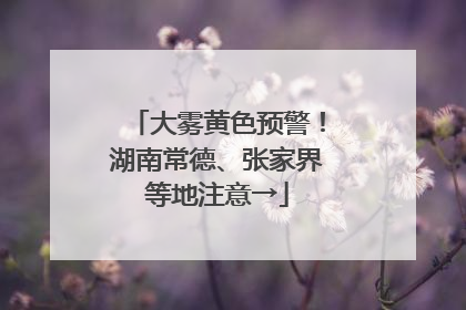 大雾黄色预警！湖南常德、张家界等地注意→