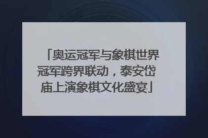 奥运冠军与象棋世界冠军跨界联动，泰安岱庙上演象棋文化盛宴