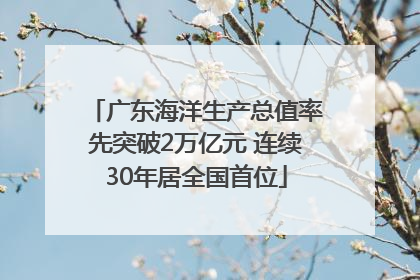 广东海洋生产总值率先突破2万亿元 连续30年居全国首位