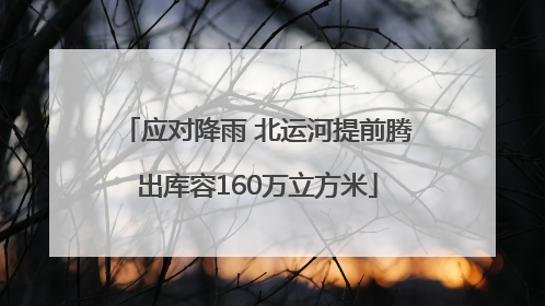 应对降雨 北运河提前腾出库容160万立方米