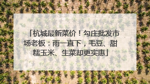杭城最新菜价！勾庄批发市场老板：雨一直下，毛豆、甜糯玉米、生菜却更实惠
