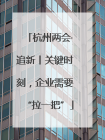 杭州两会·追新丨关键时刻，企业需要“拉一把”