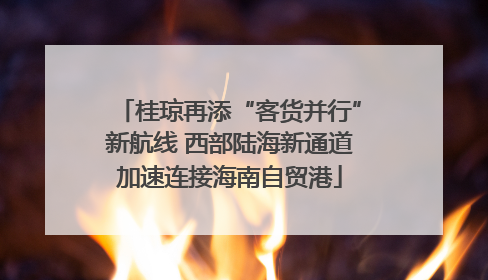 桂琼再添“客货并行”新航线 西部陆海新通道加速连接海南自贸港