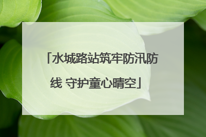 水城路站筑牢防汛防线 守护童心晴空
