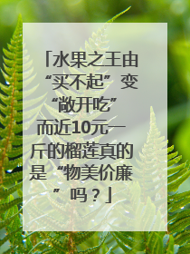 水果之王由“买不起”变“敞开吃” 而近10元一斤的榴莲真的是“物美价廉”吗？