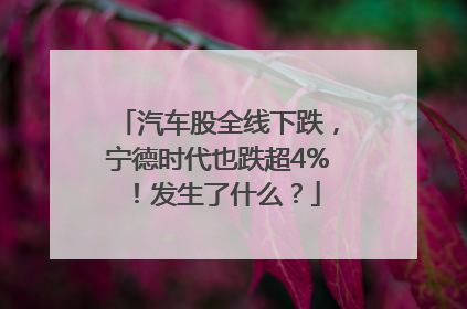 汽车股全线下跌，宁德时代也跌超4%！发生了什么？