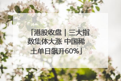 港股收盘｜三大指数集体大涨 中国稀土单日飙升60%