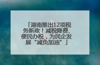 湖南推出12项税务新政！减税降费、便民办税，为民企发展“减负加油”