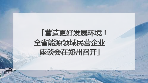 营造更好发展环境！全省能源领域民营企业座谈会在郑州召开