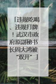 违规吃喝、违规打牌！武汉市政府原副秘书长周大鸿被“双开”