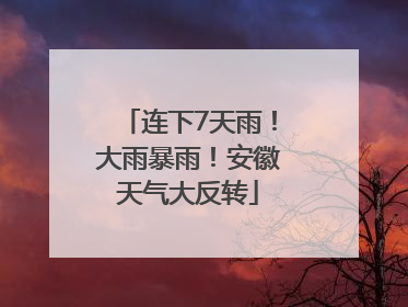 连下7天雨！大雨暴雨！安徽天气大反转
