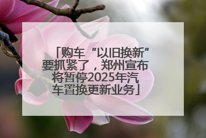 购车“以旧换新”要抓紧了，郑州宣布将暂停2025年汽车置换更新业务