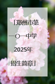 郑州市第一〇一中学2025年招生简章