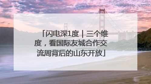 闪电深1度｜三个维度，看国际友城合作交流周背后的山东开放