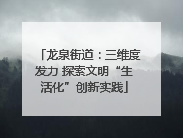龙泉街道：三维度发力 探索文明“生活化”创新实践