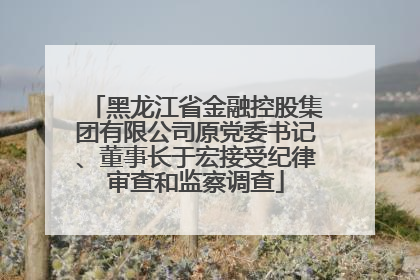 黑龙江省金融控股集团有限公司原党委书记、董事长于宏接受纪律审查和监察调查