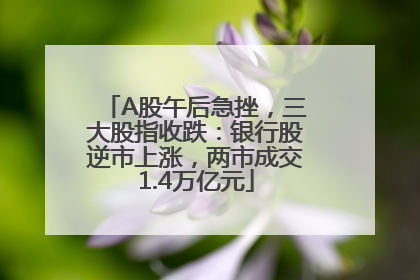 A股午后急挫，三大股指收跌：银行股逆市上涨，两市成交1.4万亿元